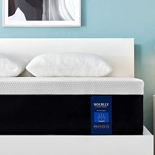 Molblly Queen Size Mattress, 8 Inch Premium Cooling-Gel Memory Foam Mattress Bed in a Box, Cool Queen Bed Supportive & Pressure Relief with Breathable Soft Fabric Cover, Medium Firm