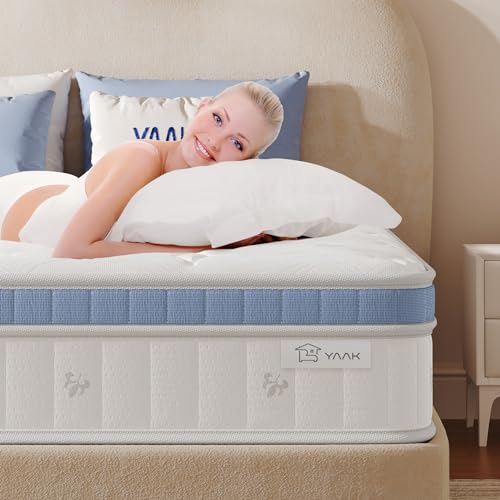 Yaak Queen Mattress, 10 Inch Queen Size Mattress in a Box, Individual Pocket Spring Hybrid Mattress with Breathable Memory Foam, Motion Isolation, Medium Firm Queen Bed Mattress 80"x60"x10"