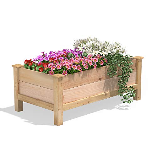 Greenes Fence Premium Cedar Elevated Garden Bed, 24" W x 48" L x 19" H - Made in USA with North American Cedar