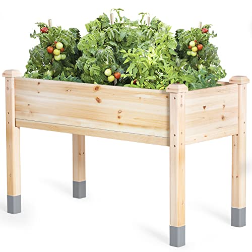 MIXC Wooden Raised Garden Bed with Legs, 48”L X 24”W, Elevated Reinforced Large Planter Box for Vegetable Flower Herb Outdoors - Beam and Column Structure - Unmatched Strength Outlast